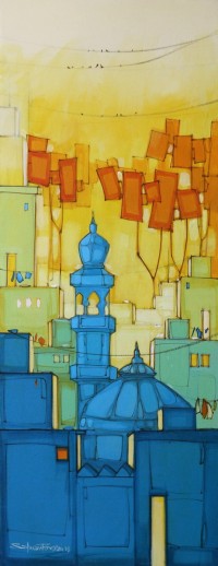 Salman Farooqi, 18 x 48 Inch, Acrylic on Canvas, Cityscape Painting-AC-SF-159